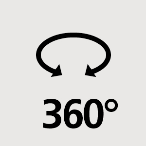 The mobile part of the lighting is 360° horizontally adjustable