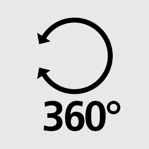 The mobile part of the lighting is 360° vertically adjustable